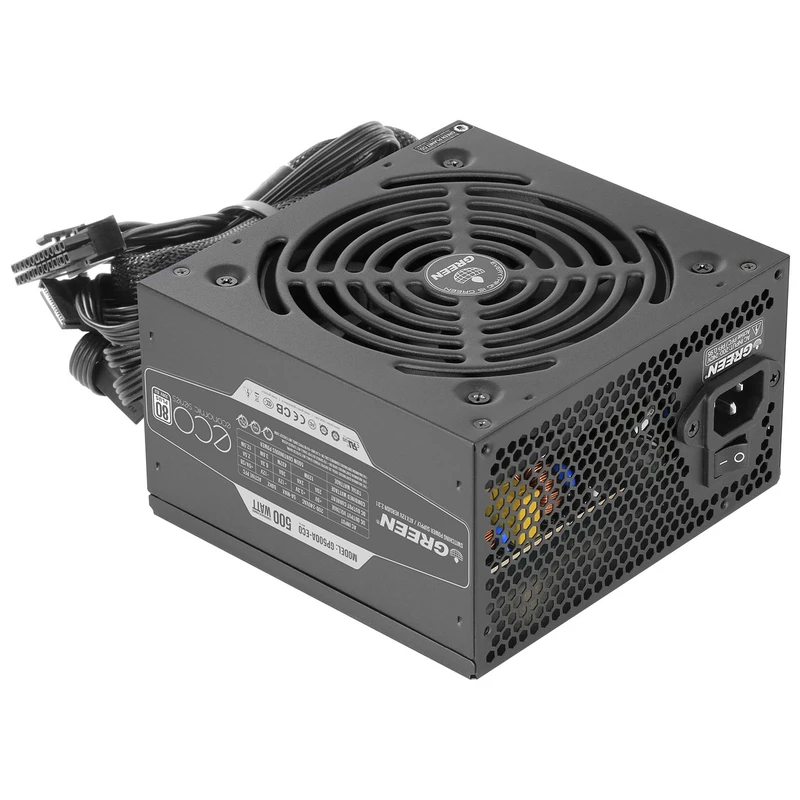 منبع تغذیه کامپیوتر گرین مدل GP500A-ECO Rev3.1 نمای ۲