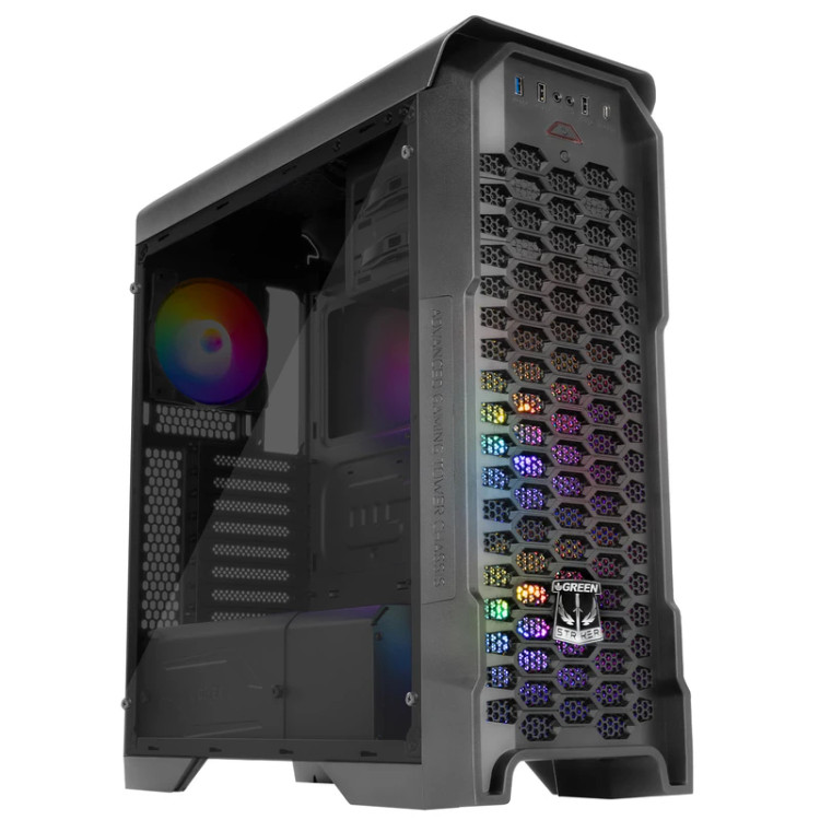 یس کامپیوتر گیمینگ ویترینی Mid Tower گرین مدل STRIKER FRGB