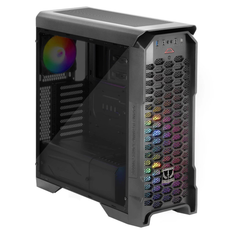 یس کامپیوتر گیمینگ ویترینی Mid Tower گرین مدل STRIKER FRGB