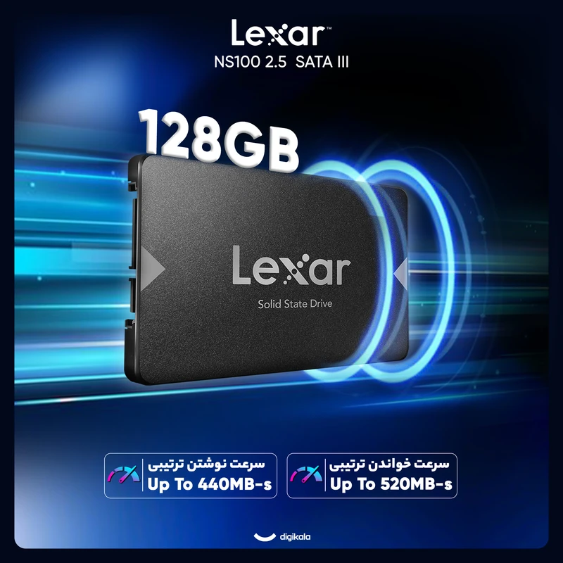 اس اس دی اینترنال SATA III لکسار مدل NS100 ظرفیت 128 گیگابایت نمای ۲