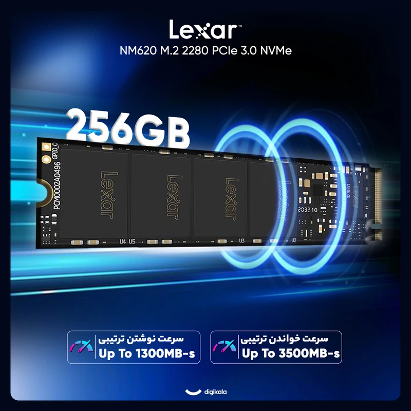 اس اس دی اینترنال PCIe Gen3 x4 لکسار مدل NM620 ظرفیت 256 گیگابایت نمای ۲