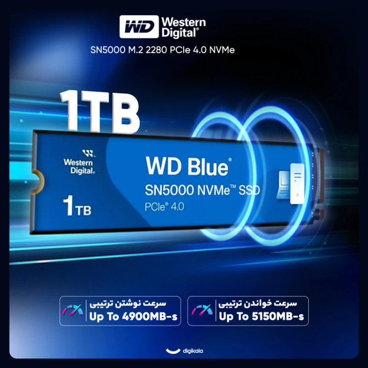 اس اس دی اینترنال PCIe Gen4 x4 وسترن دیجیتال مدل SN5000 ظرفیت 1 ترابایت