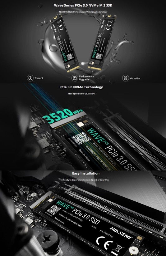 حافظه اس اس دی اینترنال هایک سمی مدل Wave P M.2 2280 NVMe ظرفیت 512 گیگابایت
