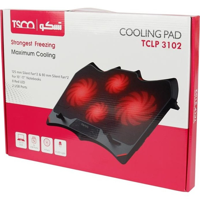 پایه خنک کننده تسکو مدل TCLP3102 با چهار فن و قابلیت تنظیم ارتفاع